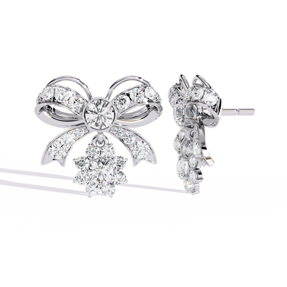 2.21 Ct Lab grown Diamond Bow Tie Drop Earrings
