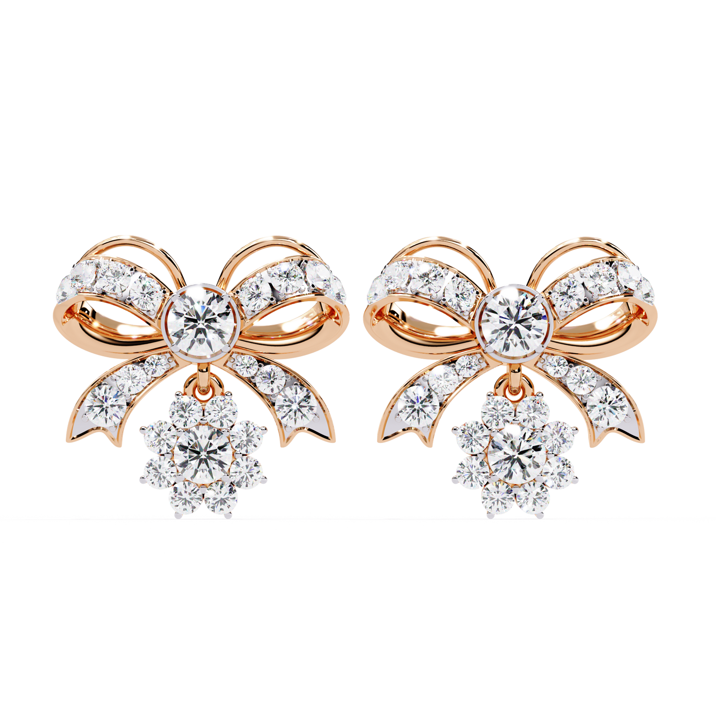 2.21 Ct Lab grown Diamond Bow Tie Drop Earrings