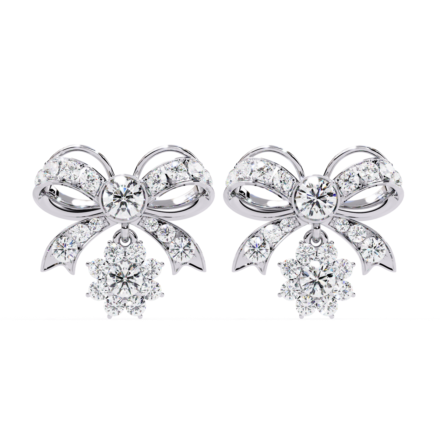 2.21 Ct Lab grown Diamond Bow Tie Drop Earrings