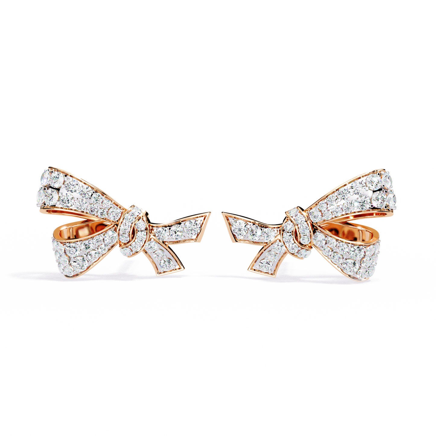 0.96 Ct Lab Grown Diamond Bow Knot Stud Earrings – Pave-Set Sparkle