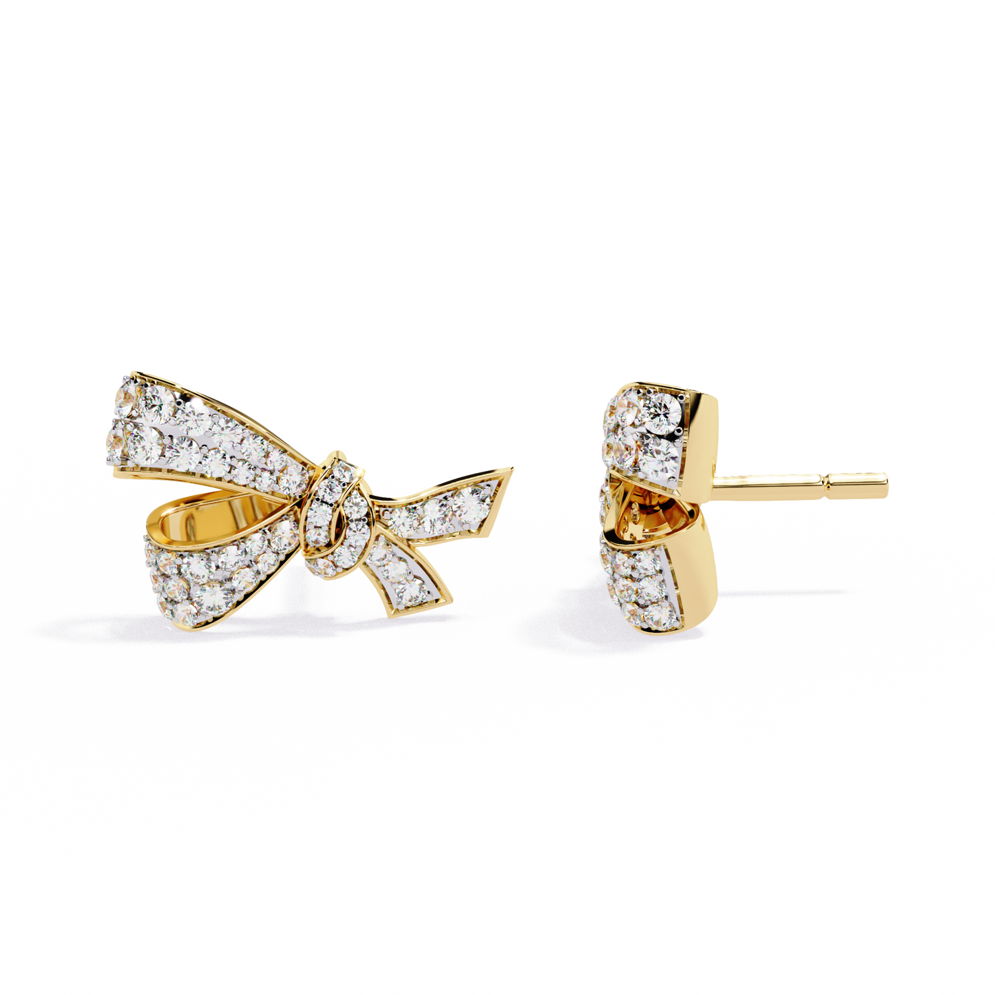 0.96 Ct Lab Grown Diamond Bow Knot Stud Earrings – Pave-Set Sparkle
