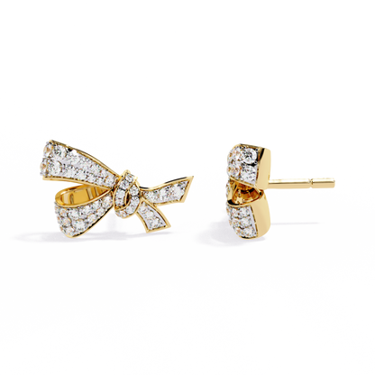 0.96 Ct Lab Grown Diamond Bow Knot Stud Earrings – Pave-Set Sparkle