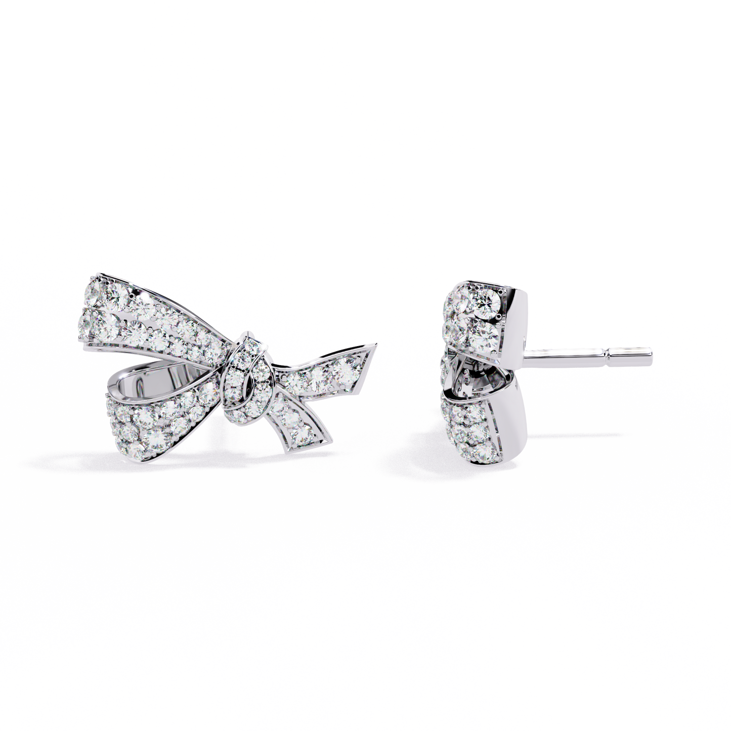 0.96 Ct Lab Grown Diamond Bow Knot Stud Earrings – Pave-Set Sparkle