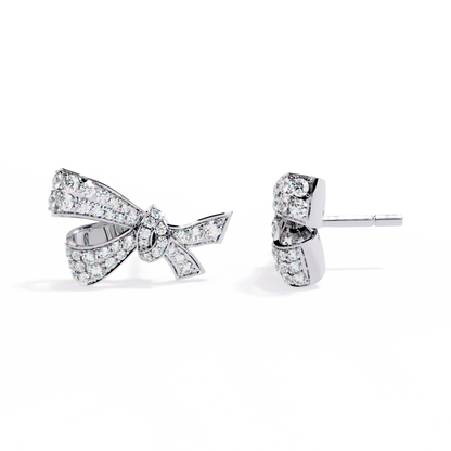 0.96 Ct Lab Grown Diamond Bow Knot Stud Earrings – Pave-Set Sparkle