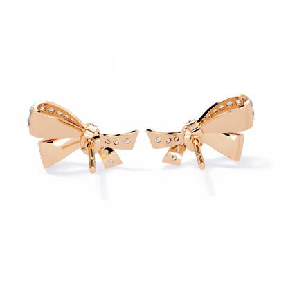 0.96 Ct Lab Grown Diamond Bow Knot Stud Earrings – Pave-Set Sparkle