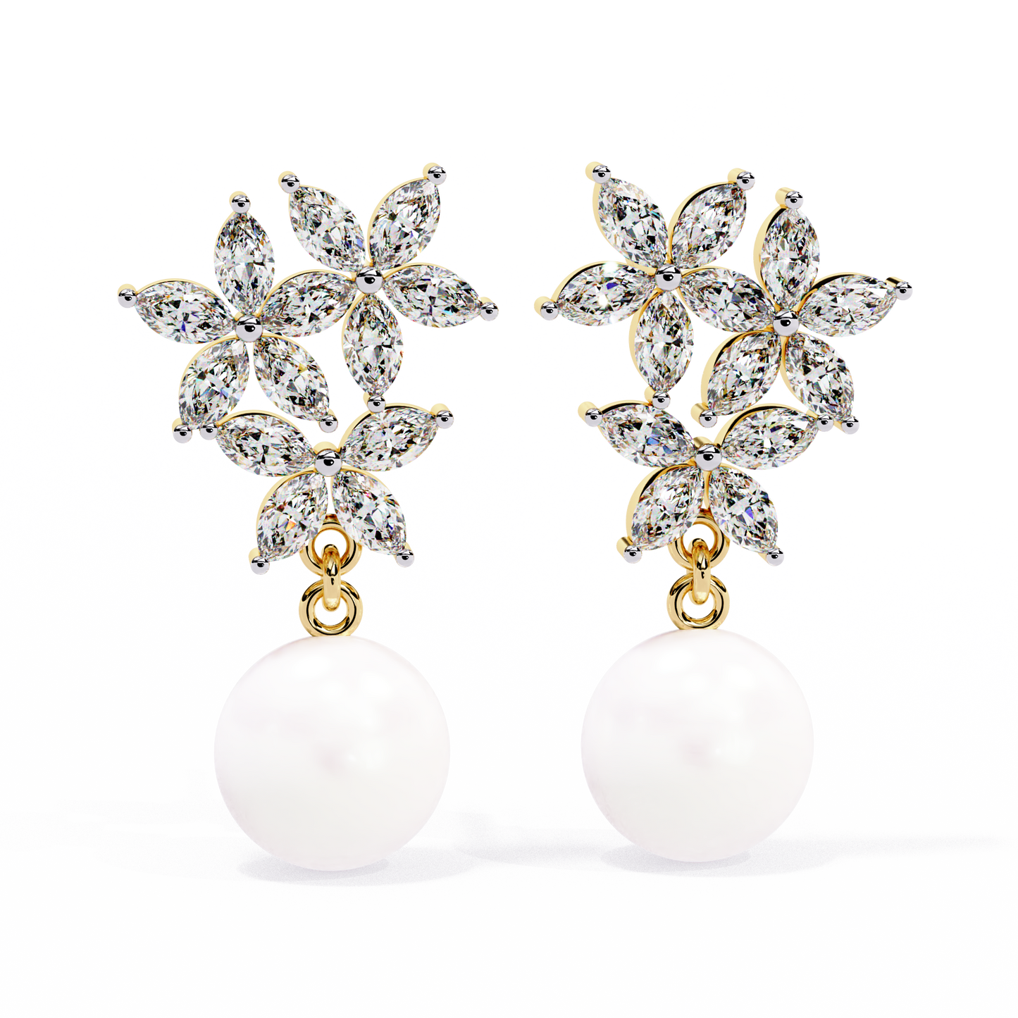 Floral Pearl Cascade 2.39ct Lab grown Diamond Earrings