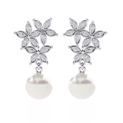 Floral Pearl Cascade 2.39ct Lab grown Diamond Earrings