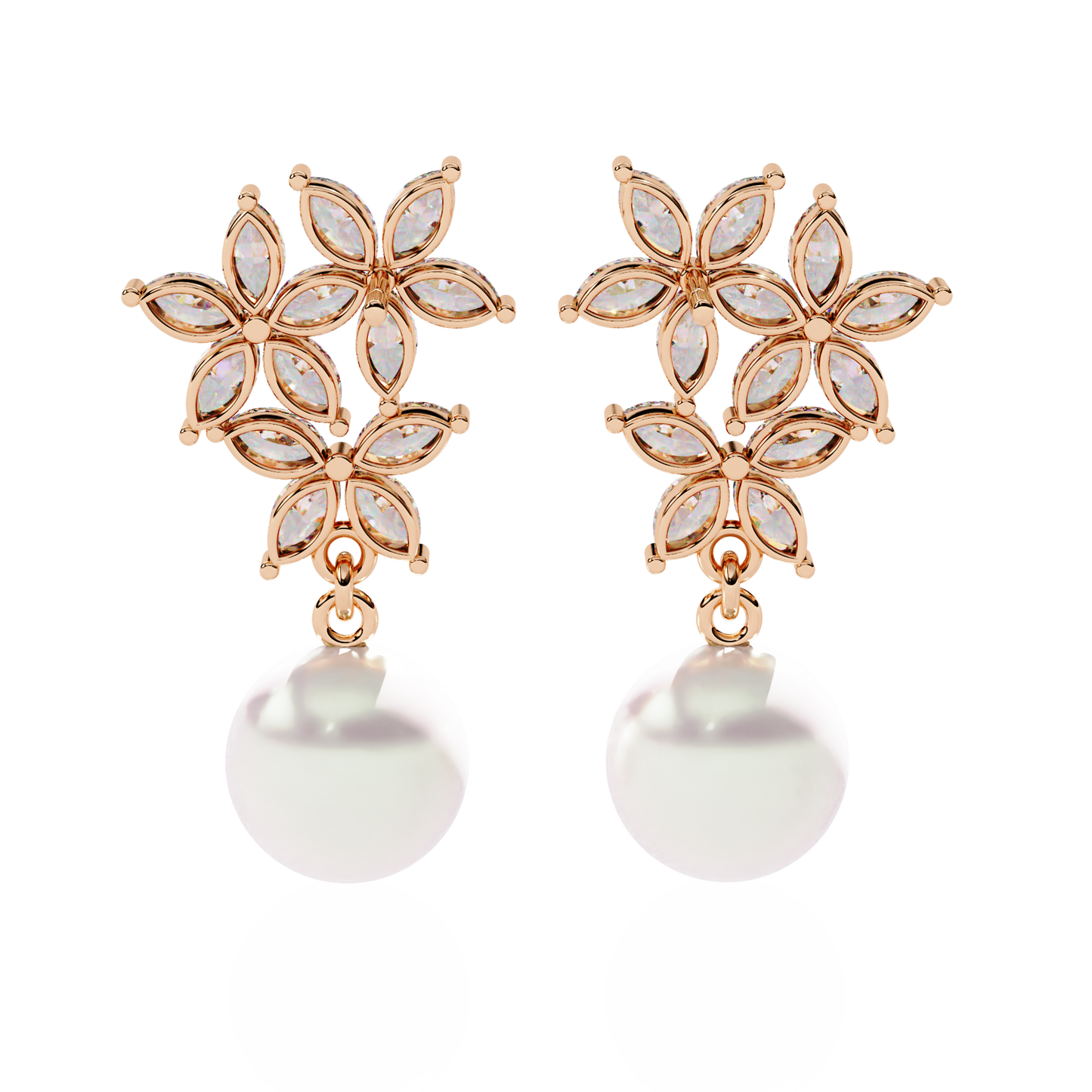 Floral Pearl Cascade 2.39ct Lab grown Diamond Earrings
