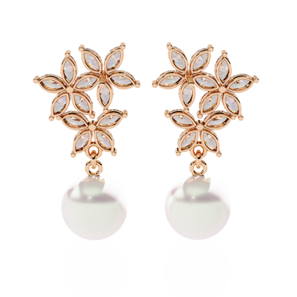 Floral Pearl Cascade 2.39ct Lab grown Diamond Earrings