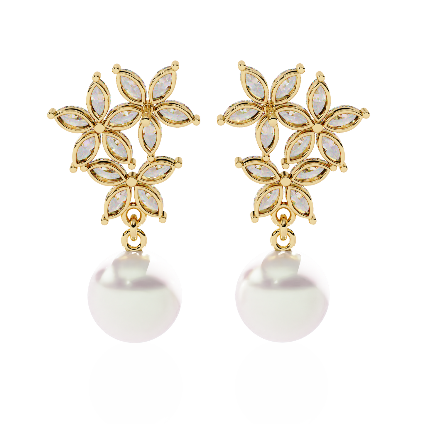 Floral Pearl Cascade 2.39ct Lab grown Diamond Earrings