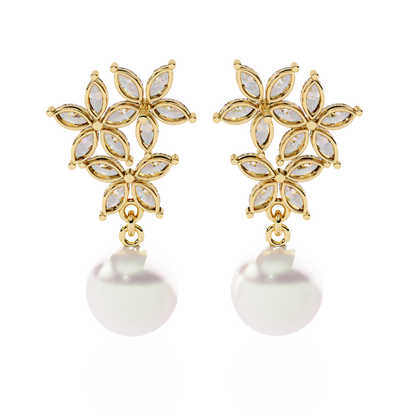 Floral Pearl Cascade 2.39ct Lab grown Diamond Earrings
