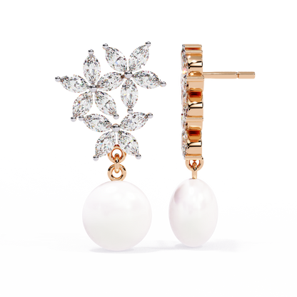 Floral Pearl Cascade 2.39ct Lab grown Diamond Earrings