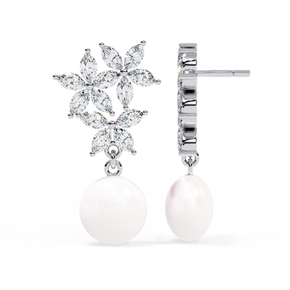 Floral Pearl Cascade 2.39ct Lab grown Diamond Earrings