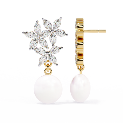 Floral Pearl Cascade 2.39ct Lab grown Diamond Earrings