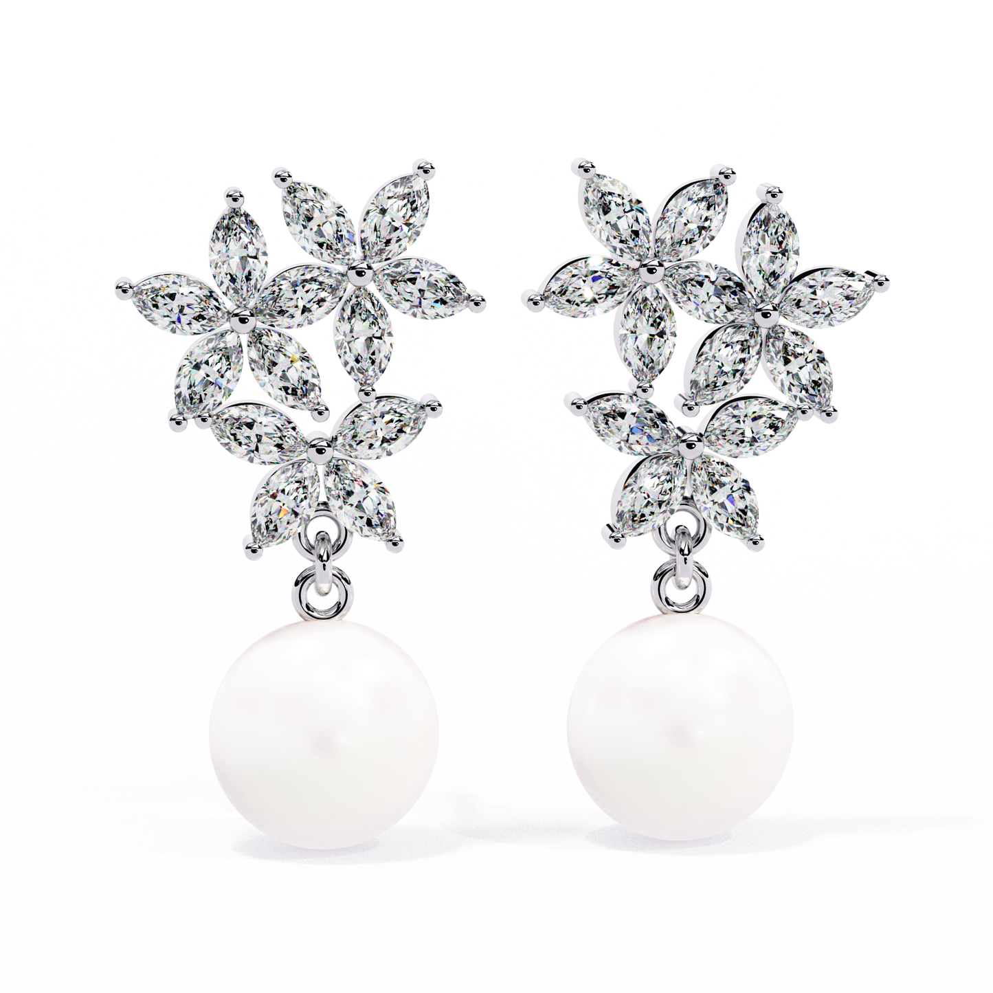 Floral Pearl Cascade 2.39ct Lab grown Diamond Earrings