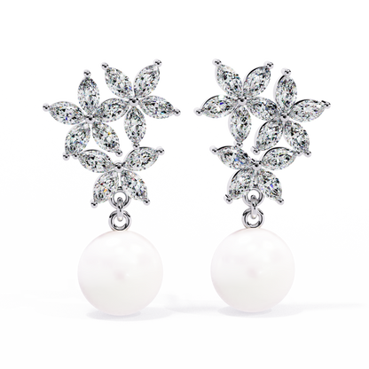 Floral Pearl Cascade 2.39ct Lab grown Diamond Earrings