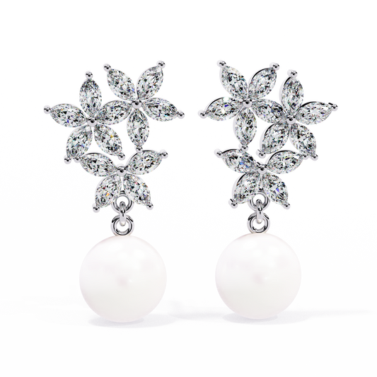 Floral Pearl Cascade 2.39ct Lab grown Diamond Earrings
