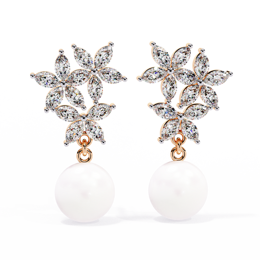Floral Pearl Cascade 2.39ct Lab grown Diamond Earrings