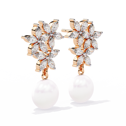 Floral Pearl Cascade 2.39ct Lab grown Diamond Earrings