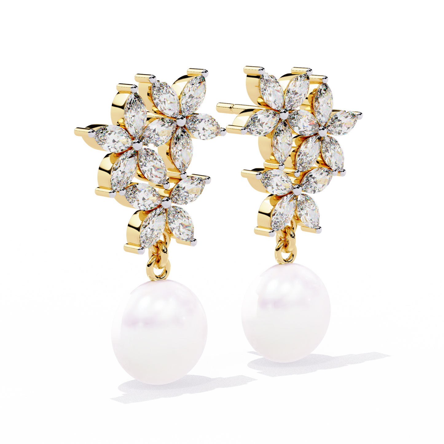 Floral Pearl Cascade 2.39ct Lab grown Diamond Earrings