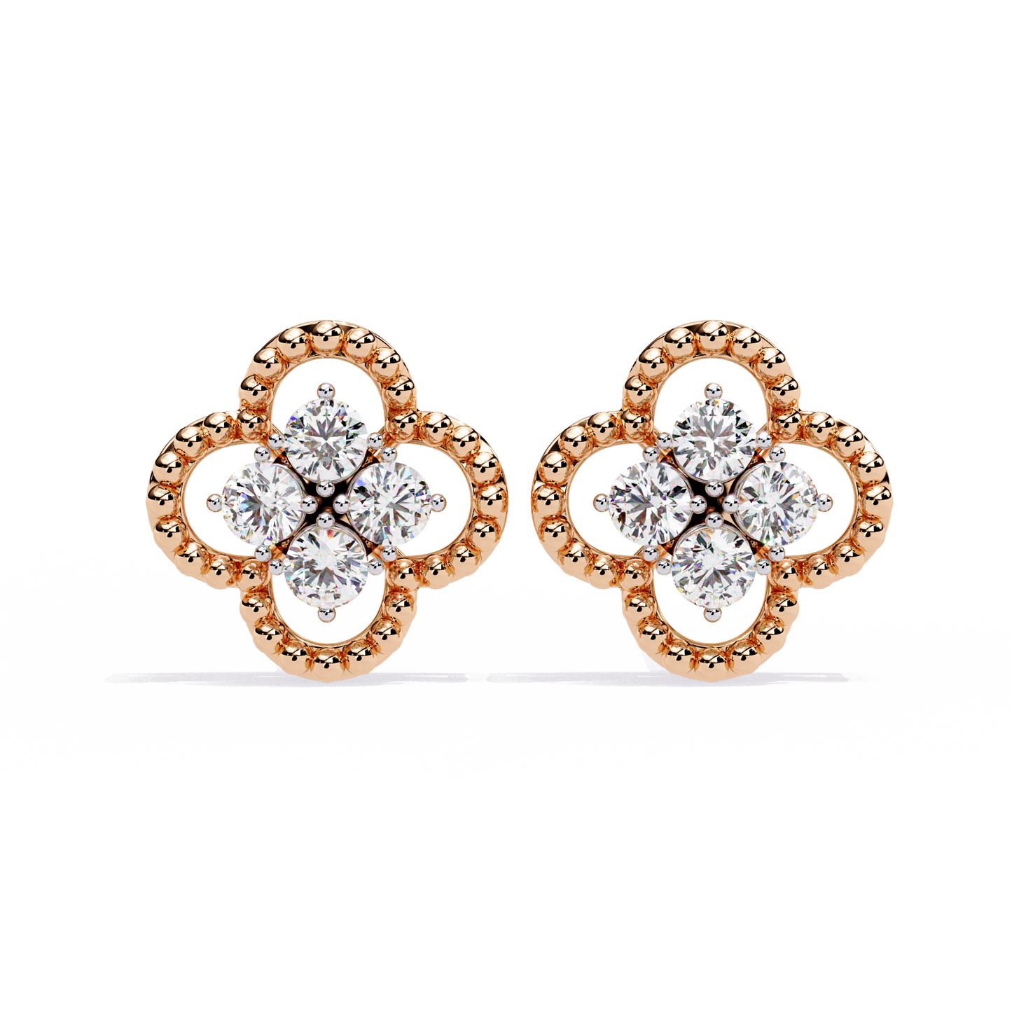 0.85 Ct Lab grown diamond Clover Stud Earrings