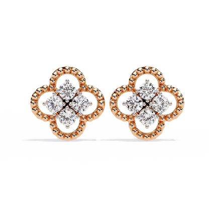 0.85 Ct Lab grown diamond Clover Stud Earrings