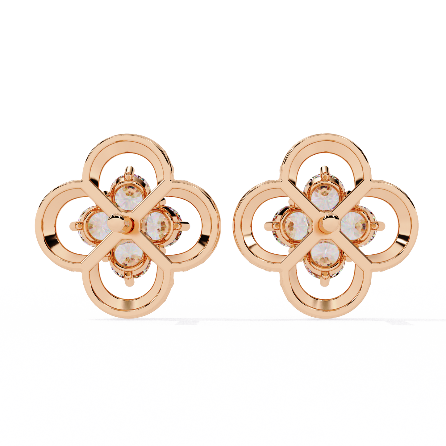 0.85 Ct Lab grown diamond Clover Stud Earrings
