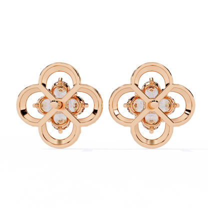 0.85 Ct Lab grown diamond Clover Stud Earrings