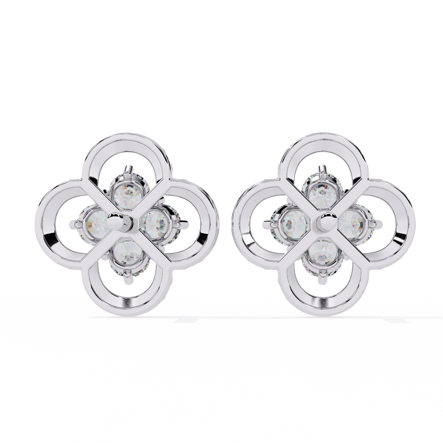 0.85 Ct Lab grown diamond Clover Stud Earrings