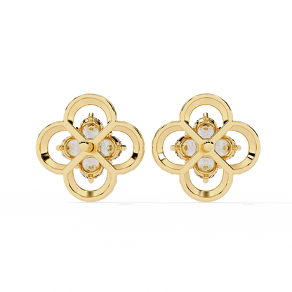 0.85 Ct Lab grown diamond Clover Stud Earrings