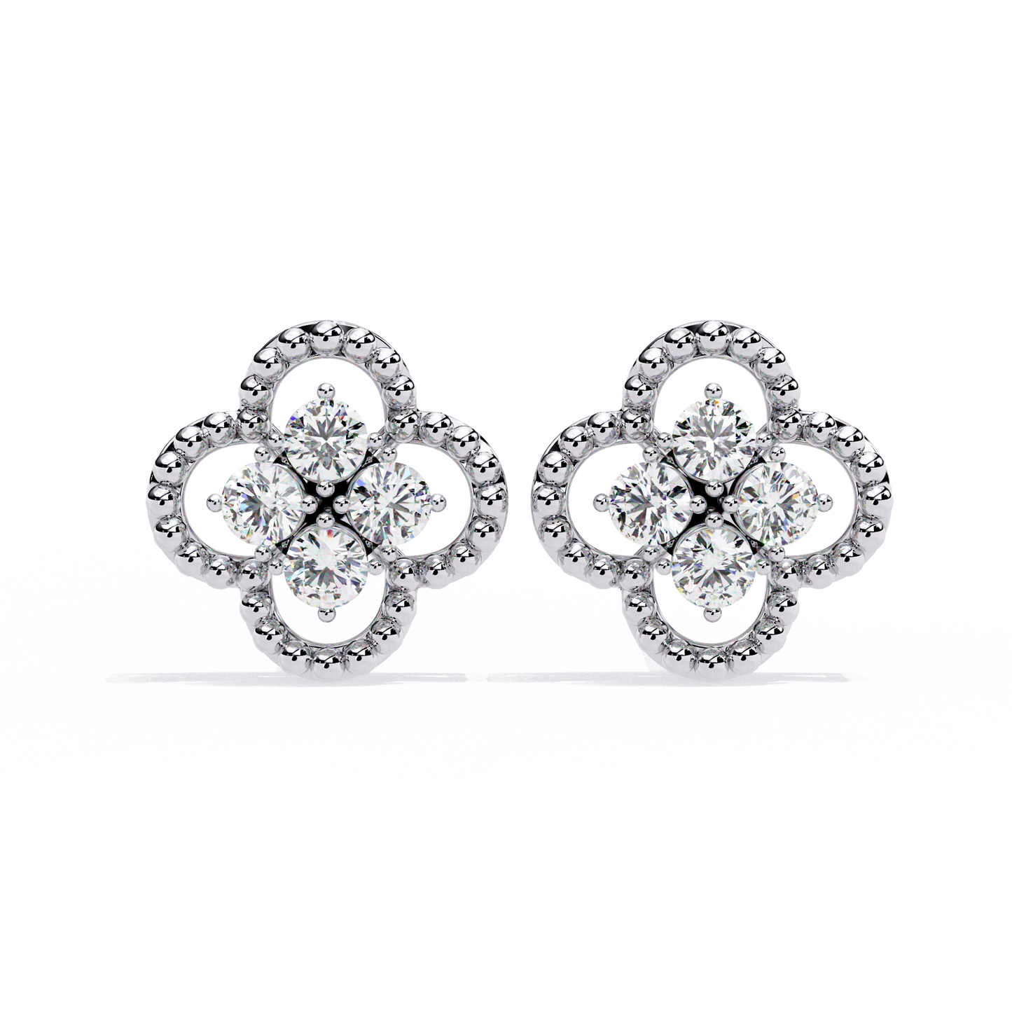 0.85 Ct Lab grown diamond Clover Stud Earrings