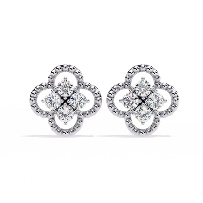 0.85 Ct Lab grown diamond Clover Stud Earrings