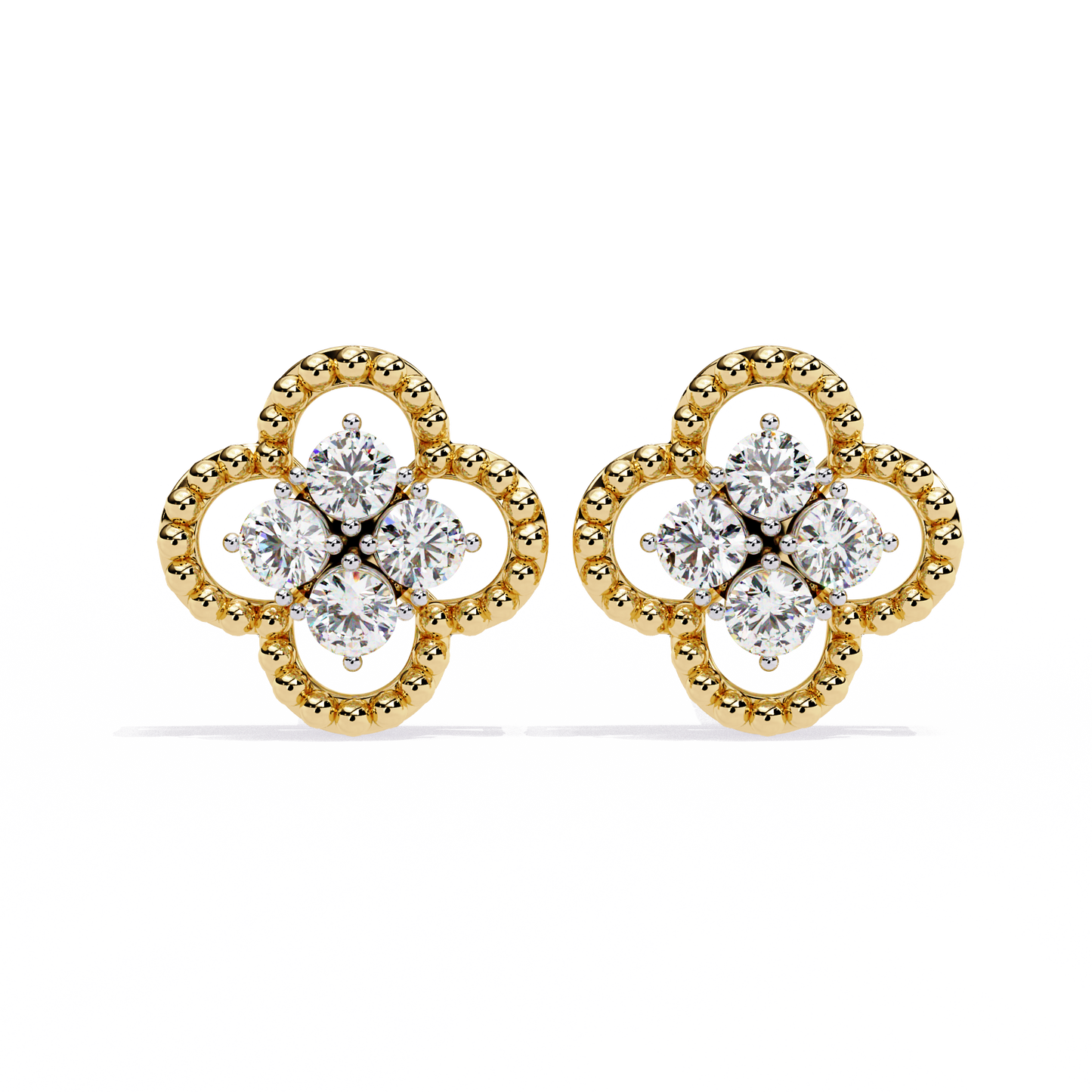 0.85 Ct Lab grown diamond Clover Stud Earrings