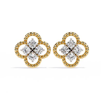 0.85 Ct Lab grown diamond Clover Stud Earrings