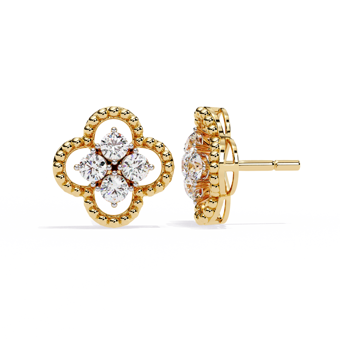0.85 Ct Lab grown diamond Clover Stud Earrings