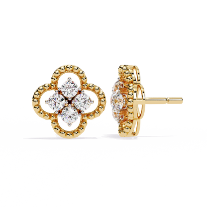 0.85 Ct Lab grown diamond Clover Stud Earrings