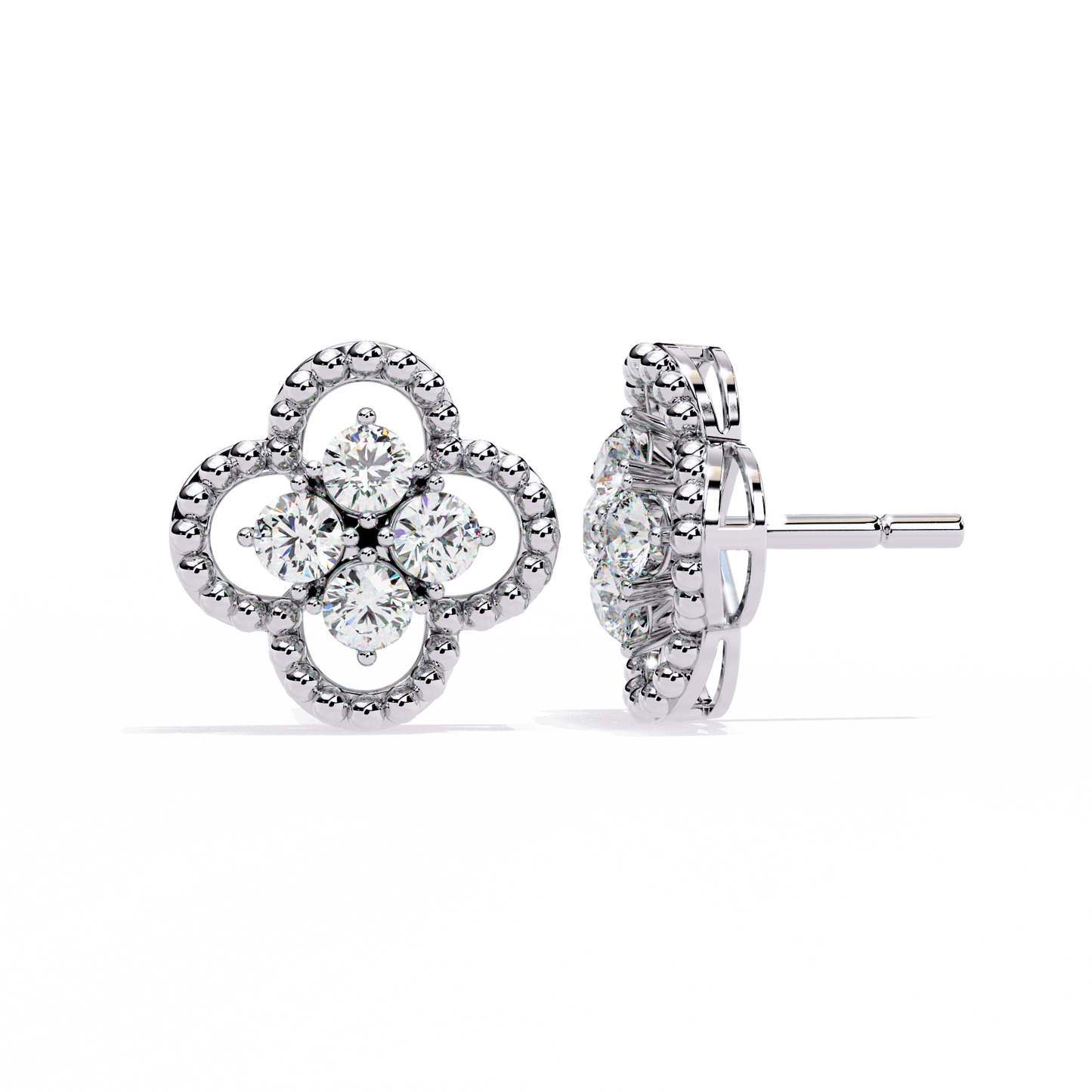 0.85 Ct Lab grown diamond Clover Stud Earrings