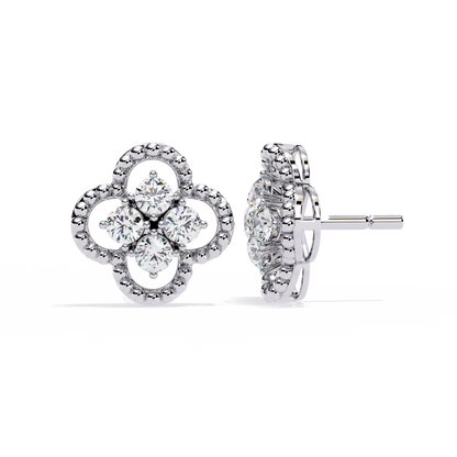 0.85 Ct Lab grown diamond Clover Stud Earrings
