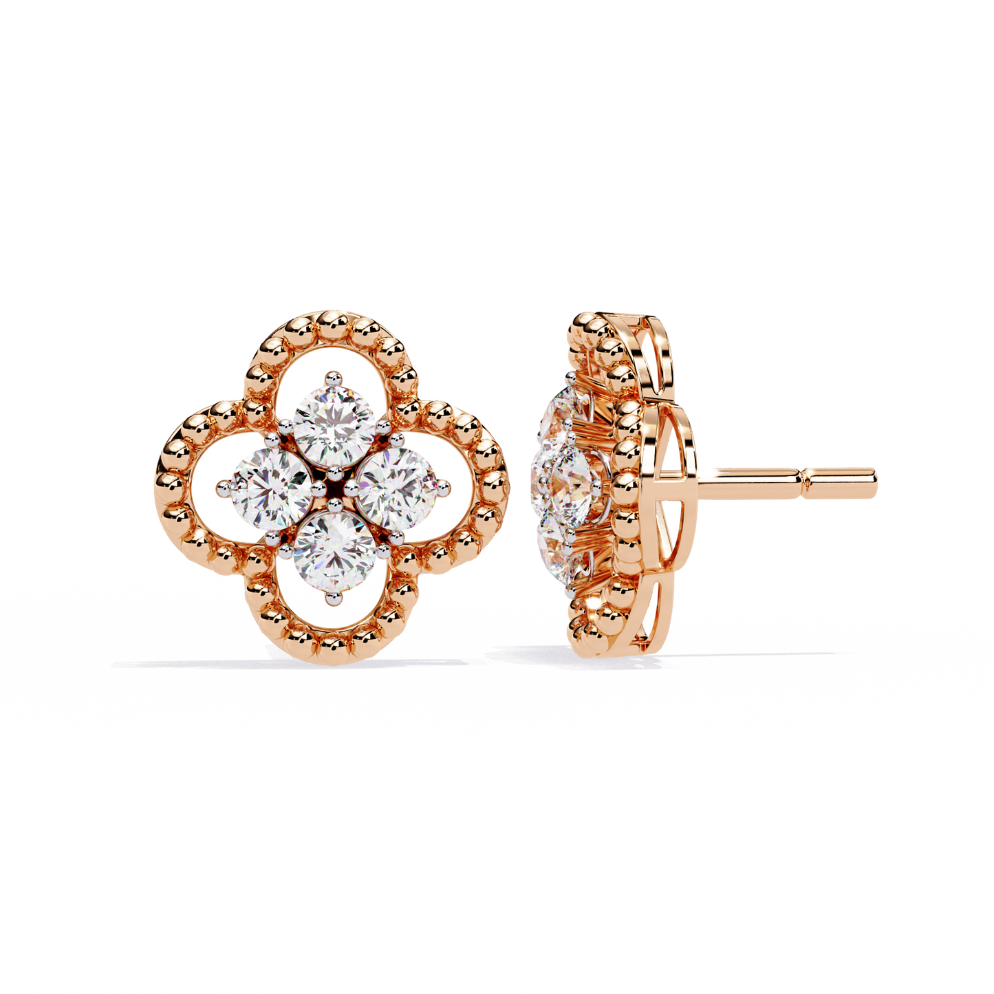 0.85 Ct Lab grown diamond Clover Stud Earrings