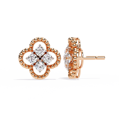 0.85 Ct Lab grown diamond Clover Stud Earrings