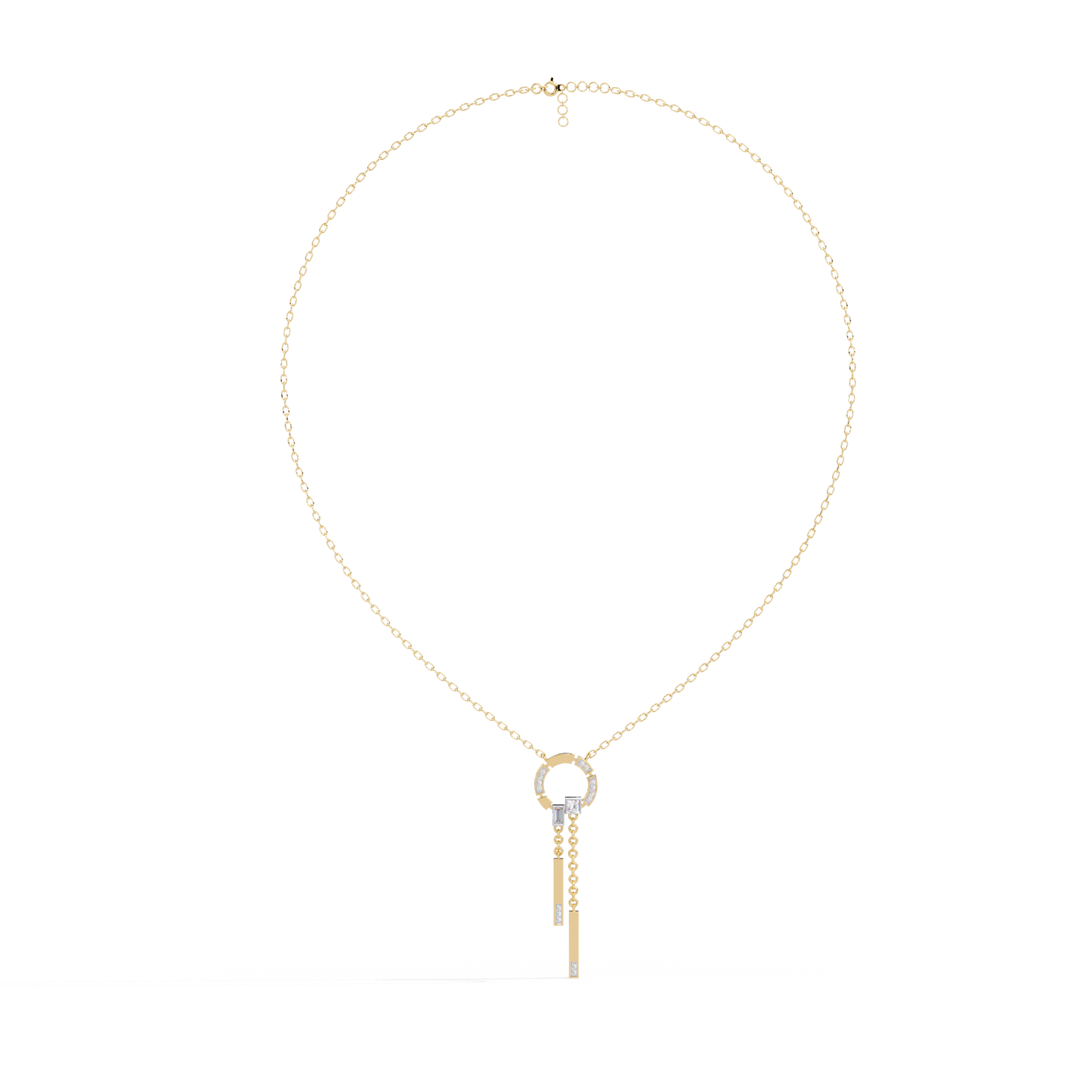 Contemporary Charm: Lab Diamond Dangle Necklace in Gold