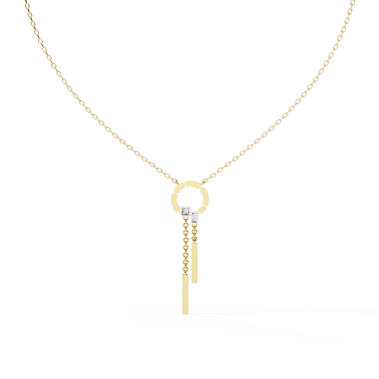 Contemporary Charm: Lab Diamond Dangle Necklace in Gold
