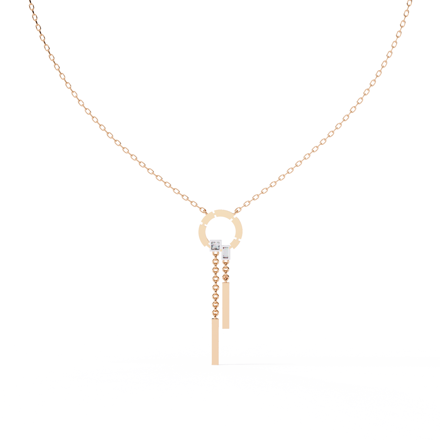 Contemporary Charm: Lab Diamond Dangle Necklace in Gold