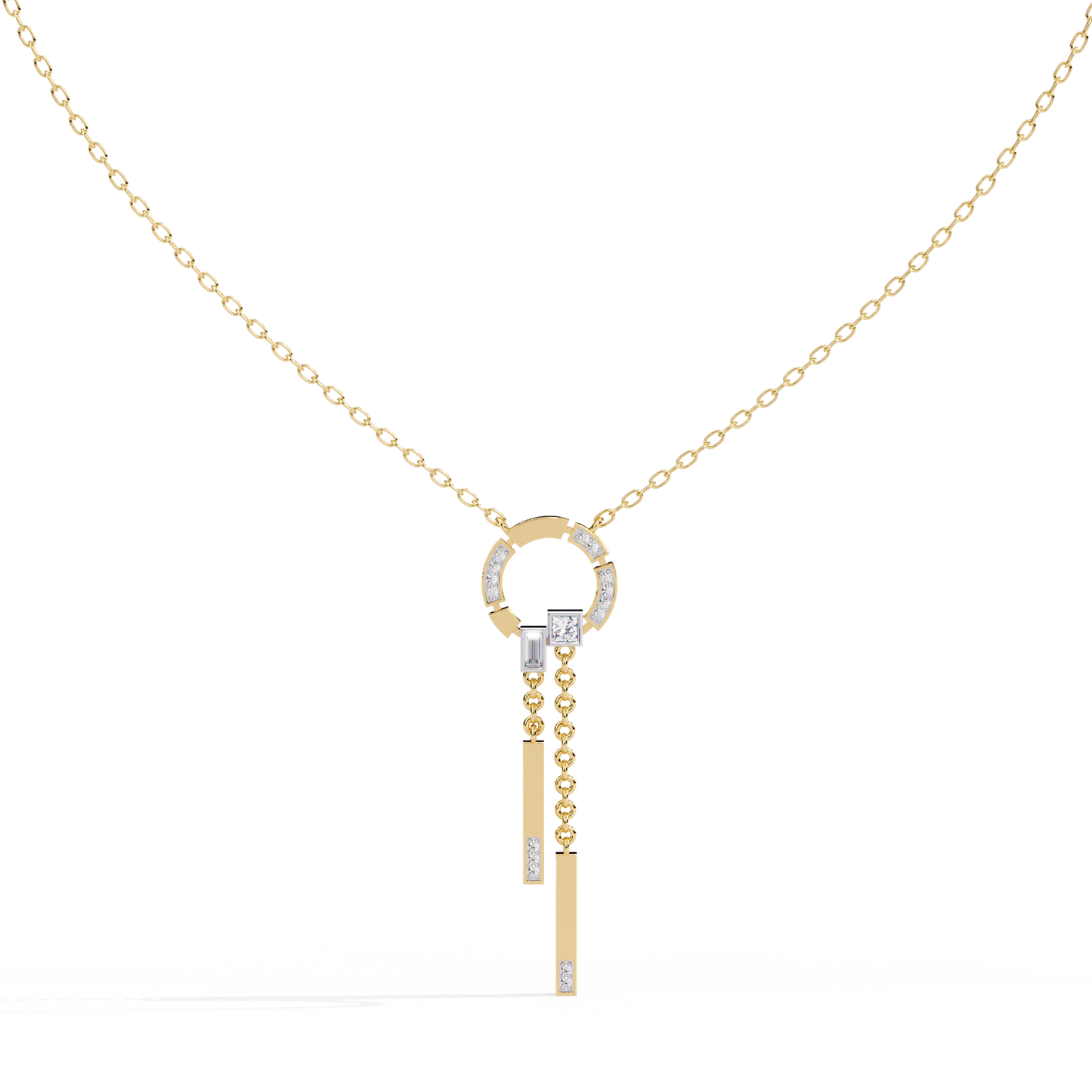 Contemporary Charm: Lab Diamond Dangle Necklace in Gold