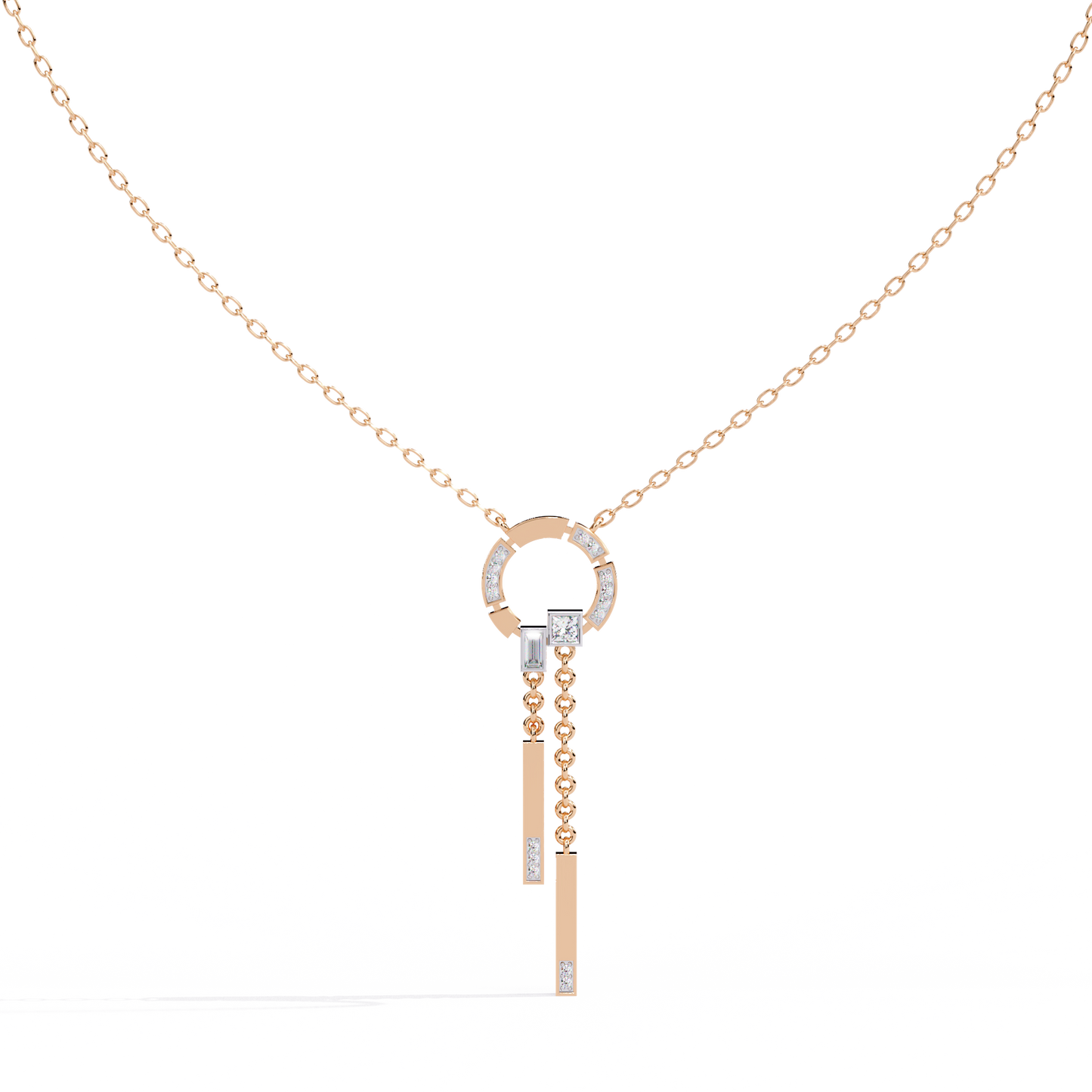 Contemporary Charm: Lab Diamond Dangle Necklace in Gold