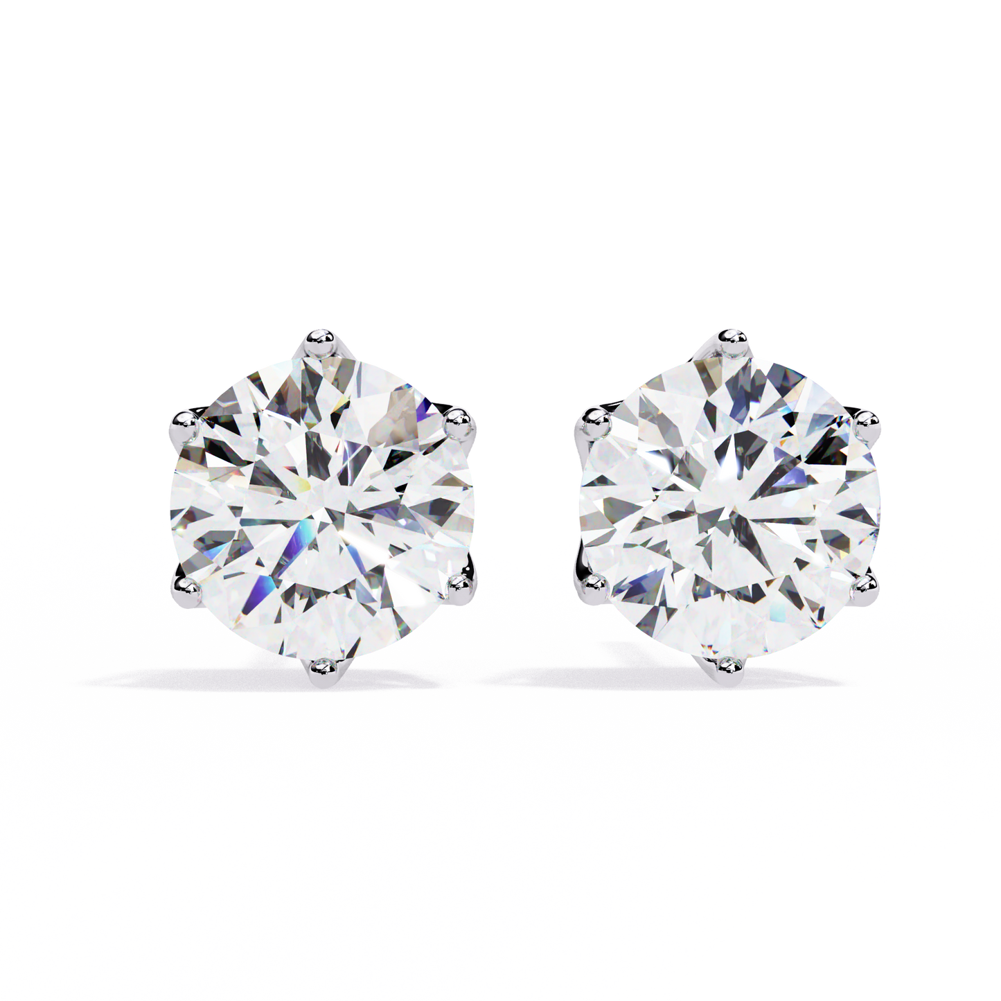 Round Cut 2.62 Ct Lab Grown Diamond Studs with Hidden Halo Setting