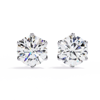 Round Cut 2.62 Ct Lab Grown Diamond Studs with Hidden Halo Setting