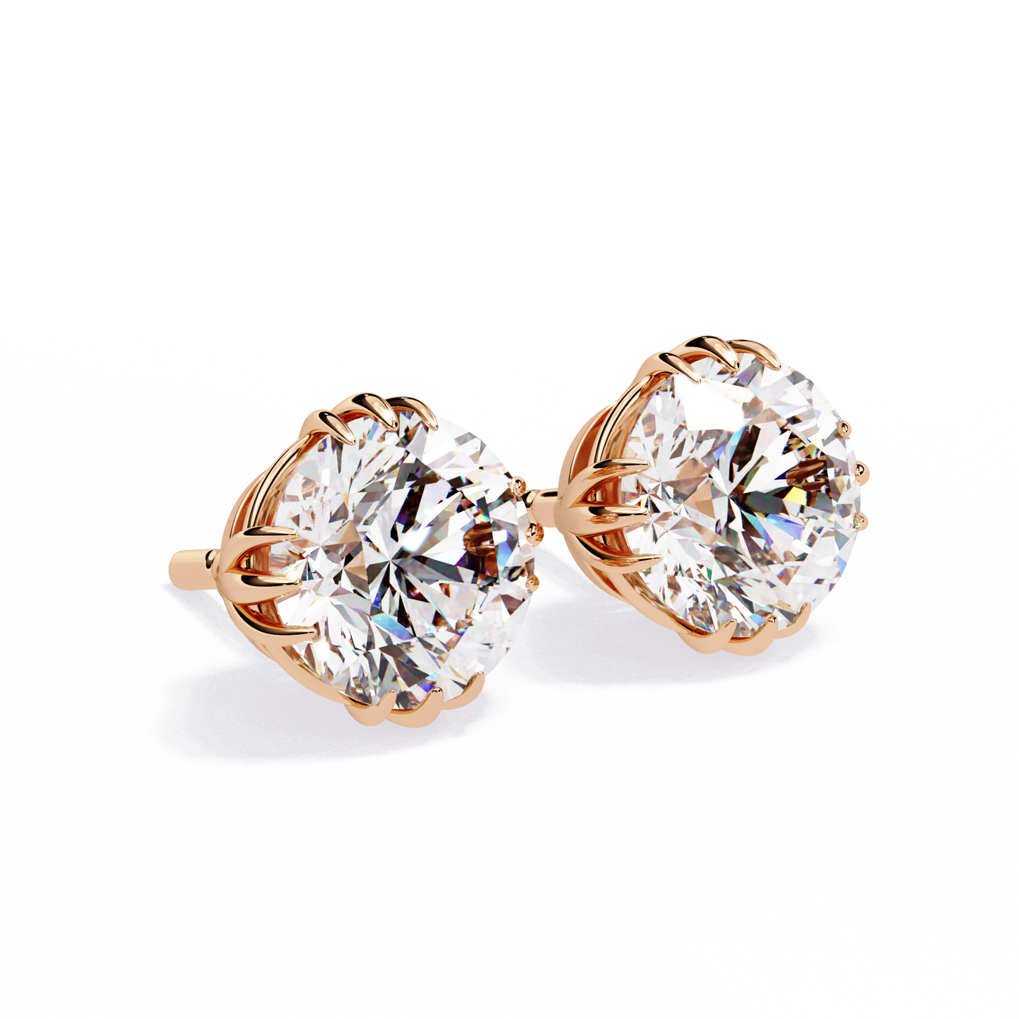 Round 2.8 CT Lab Grown Diamond  Unique Prong Set Stud Earrings