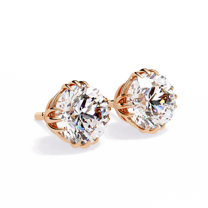 Round 2.8 CT Lab Grown Diamond  Unique Prong Set Stud Earrings