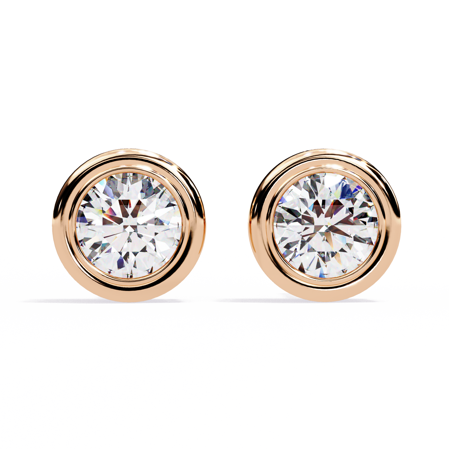 2.57ct Round Lab-Grown Diamond Bezel-Set Stud Earrings